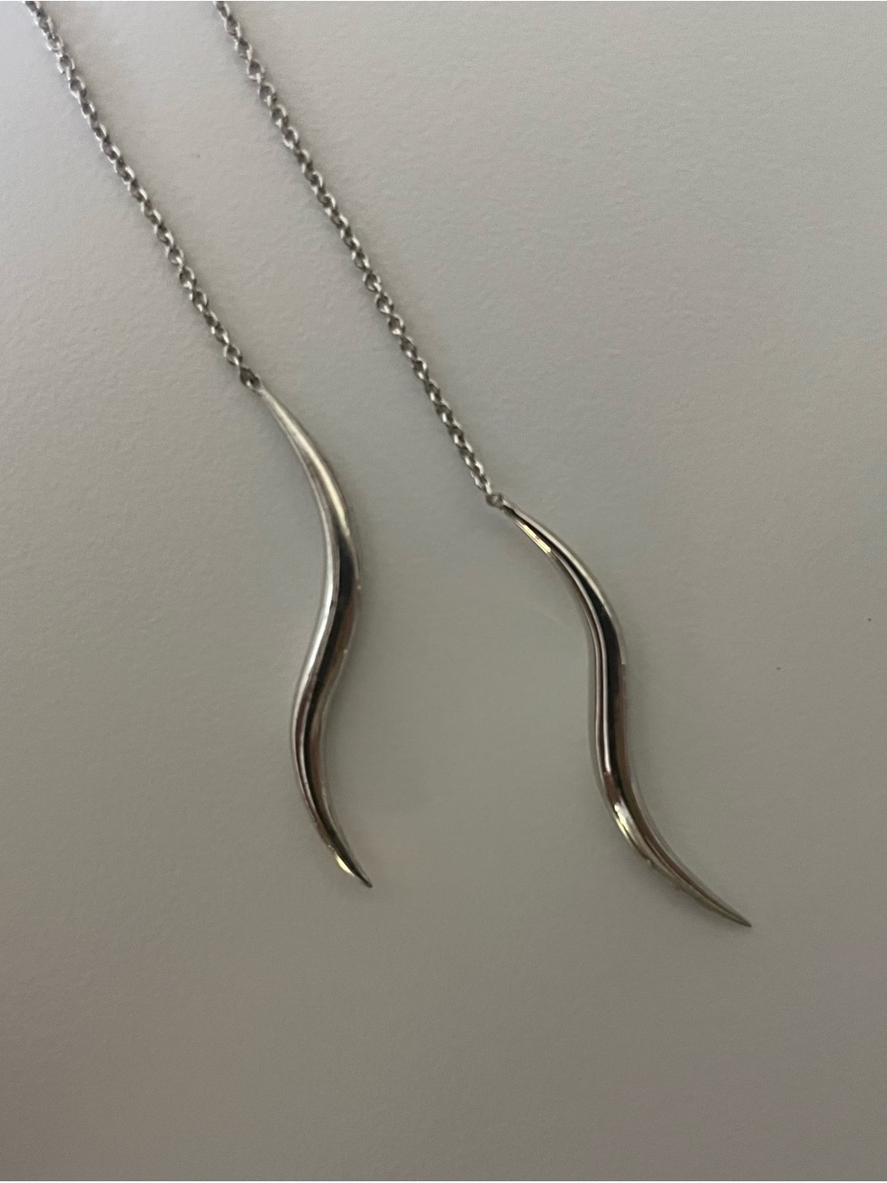Sterling Silver Wave Chain Drop Dangling Earrings